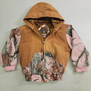 Pink Camo & Brown Girls 3T Outdoor Habitat Insulated Hunting Utility Jacket Coat